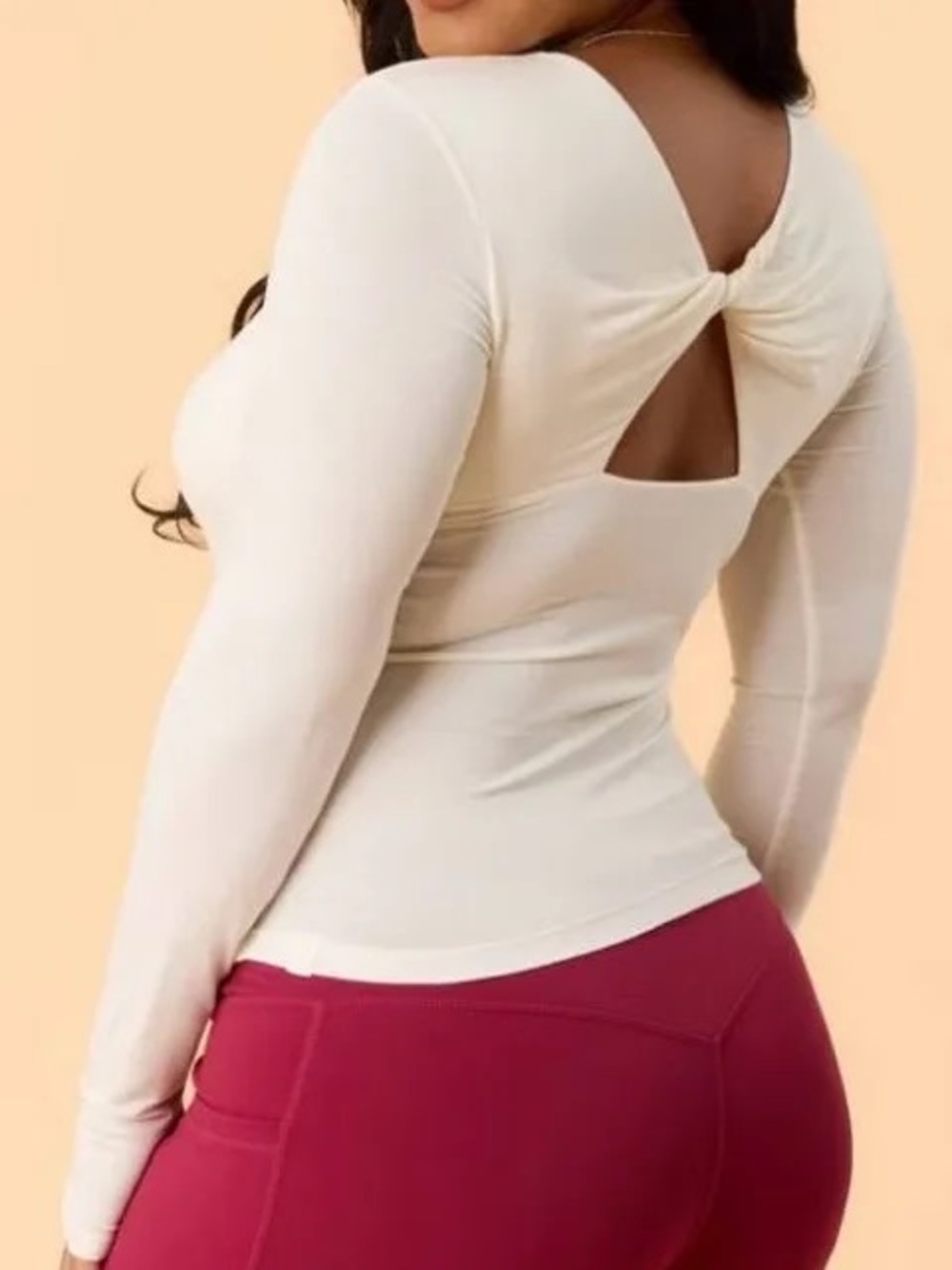 Blogilates Cream Twisty Long Sleeve Top